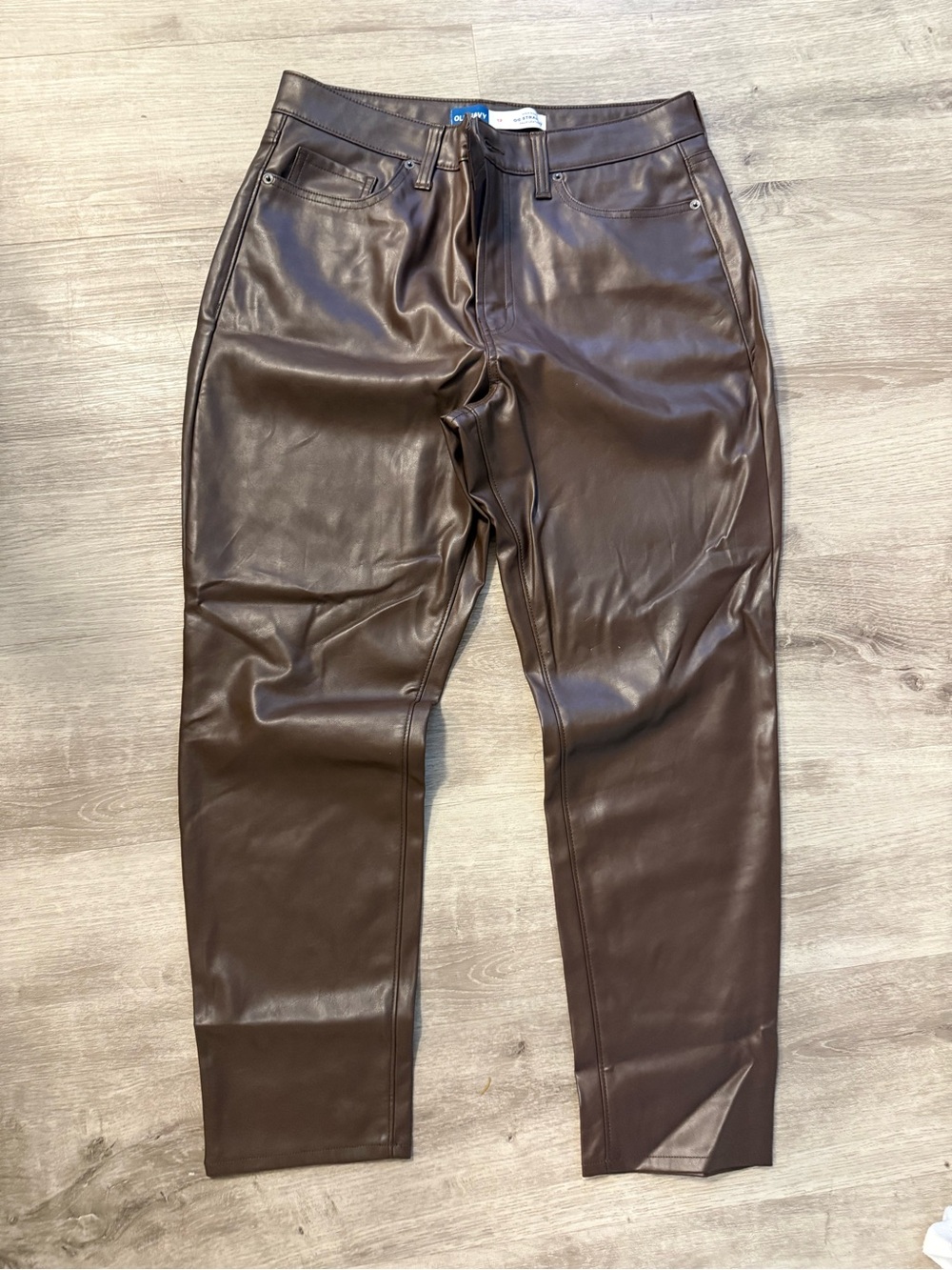 Old Navy Dark Brown Faux Leather Straight Leg Pants